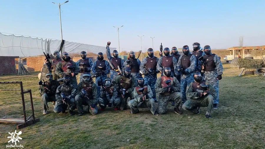 Paintball team at sunset, Area 51 field