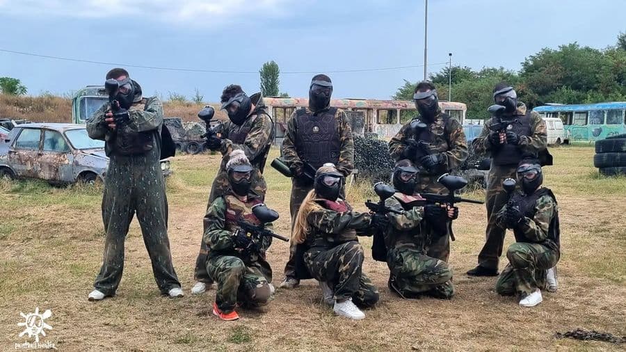 Paintball team at sunset, Area 51 field
