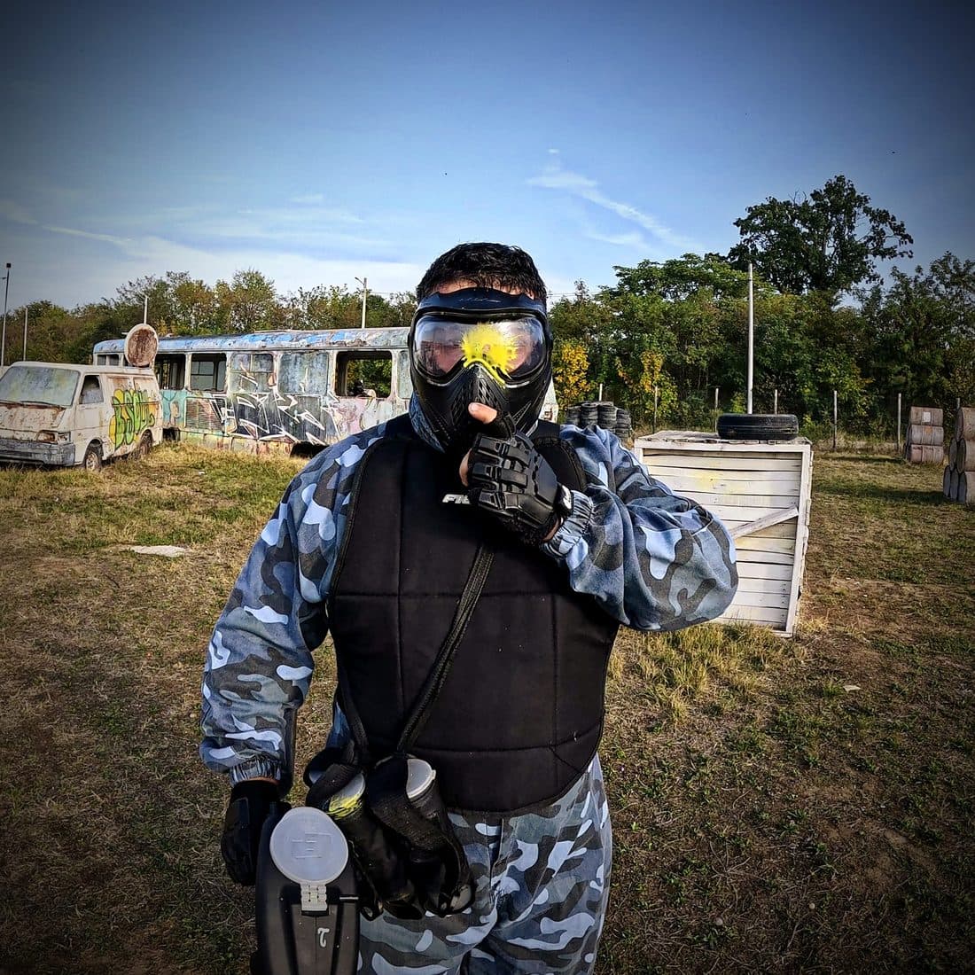 Mască de paintball cu stropi de vopsea, Area 51